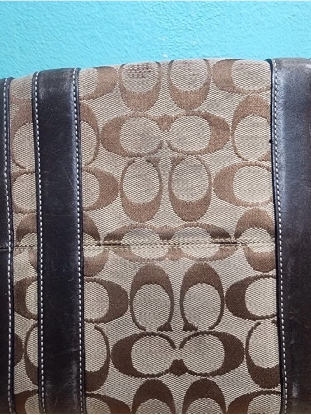 Coach Brown Signature Canvas Tote with Dark Brown Leather Trim - Picture 8 of 8